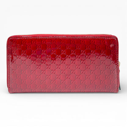GUCCI RED PATENT LEATHER LONG WALLET