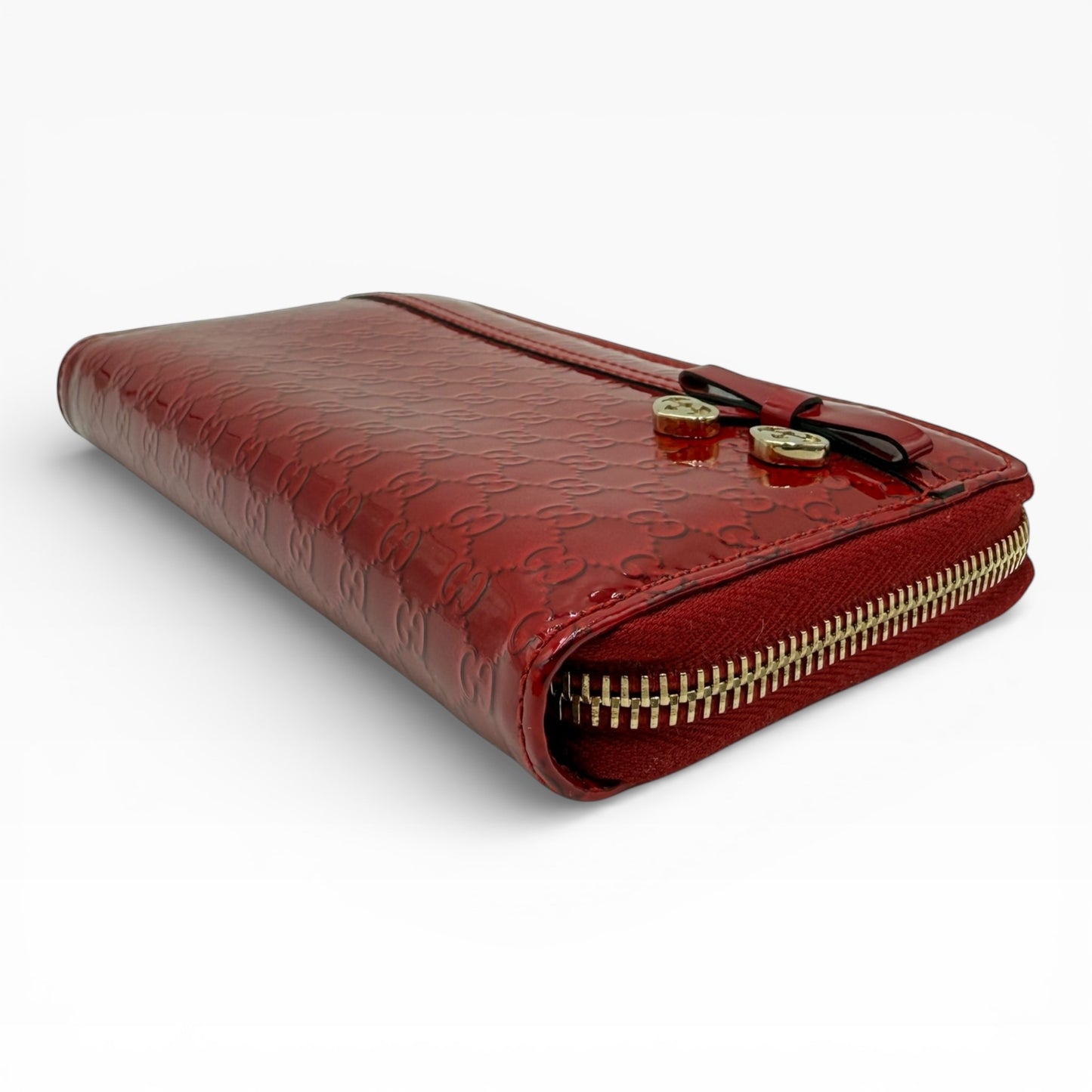 GUCCI RED PATENT LEATHER LONG WALLET