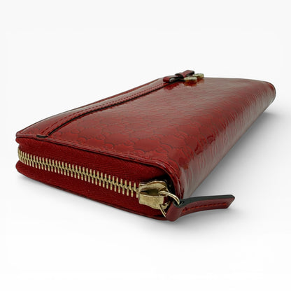 GUCCI RED PATENT LEATHER LONG WALLET