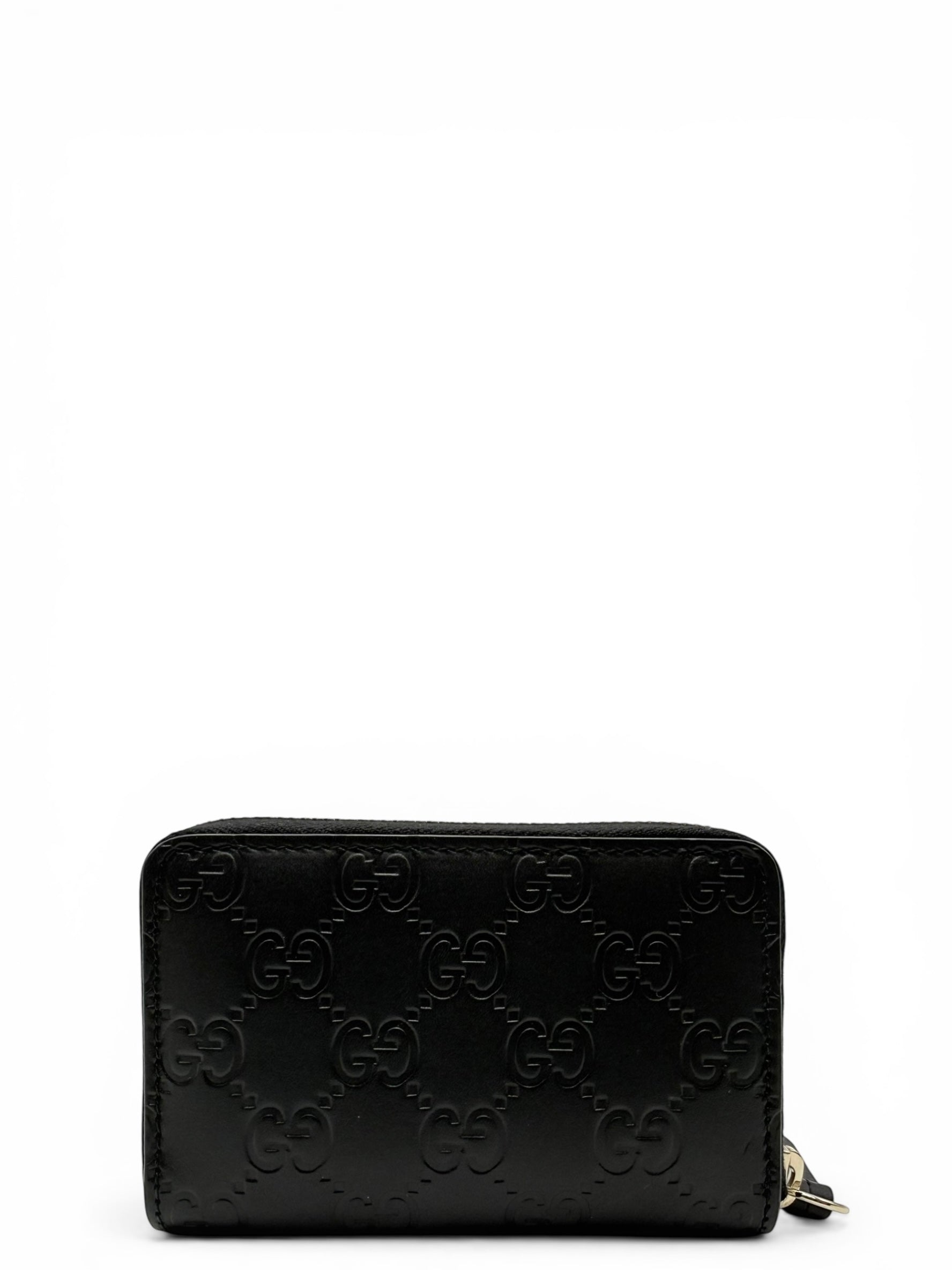 GUCCI GUCCISSIMA ZIP AROUND CARD CASE BLACK