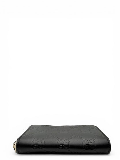 GUCCI GUCCISSIMA ZIP AROUND CARD CASE BLACK