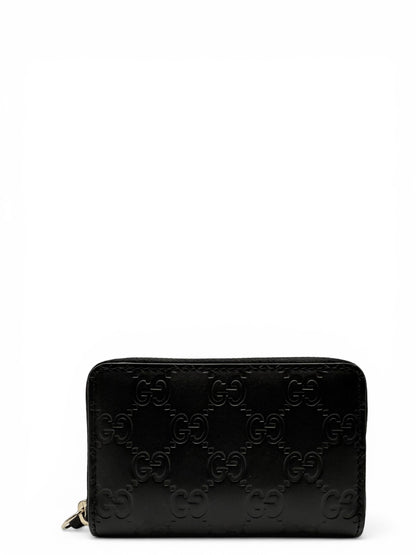 GUCCI GUCCISSIMA ZIP AROUND CARD CASE BLACK