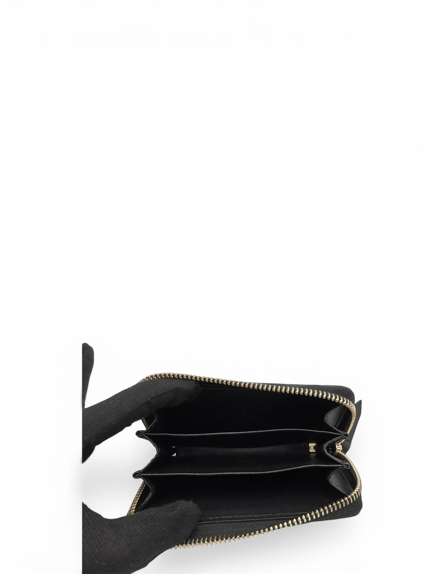 GUCCI GUCCISSIMA ZIP AROUND CARD CASE BLACK