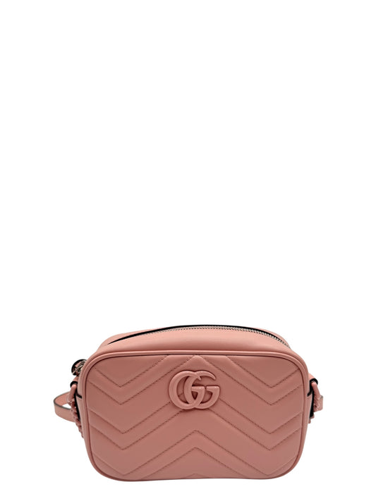 GUCCI GG MARMONT LEATHER CROSSBODY BAG PINK