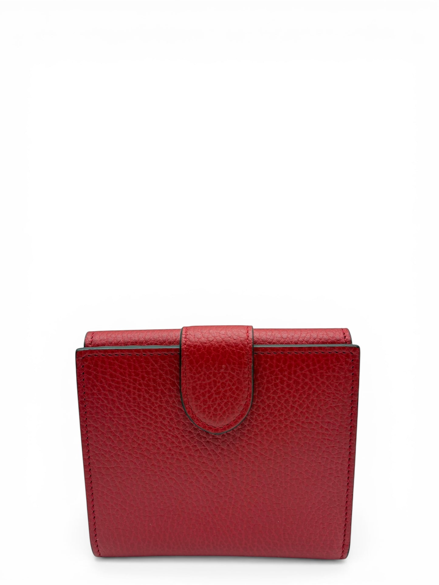 GUCCI INTERLOCKING RED CALFSKIN SHORT WALLET