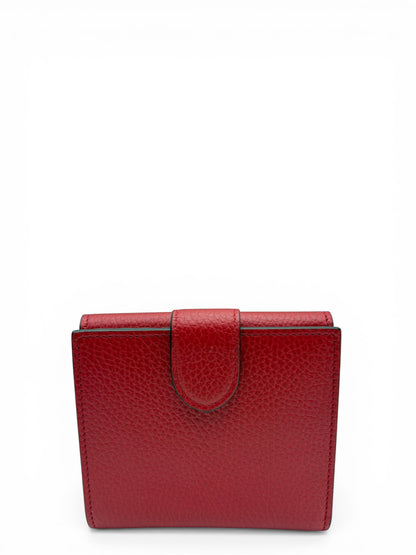 GUCCI INTERLOCKING RED CALFSKIN SHORT WALLET