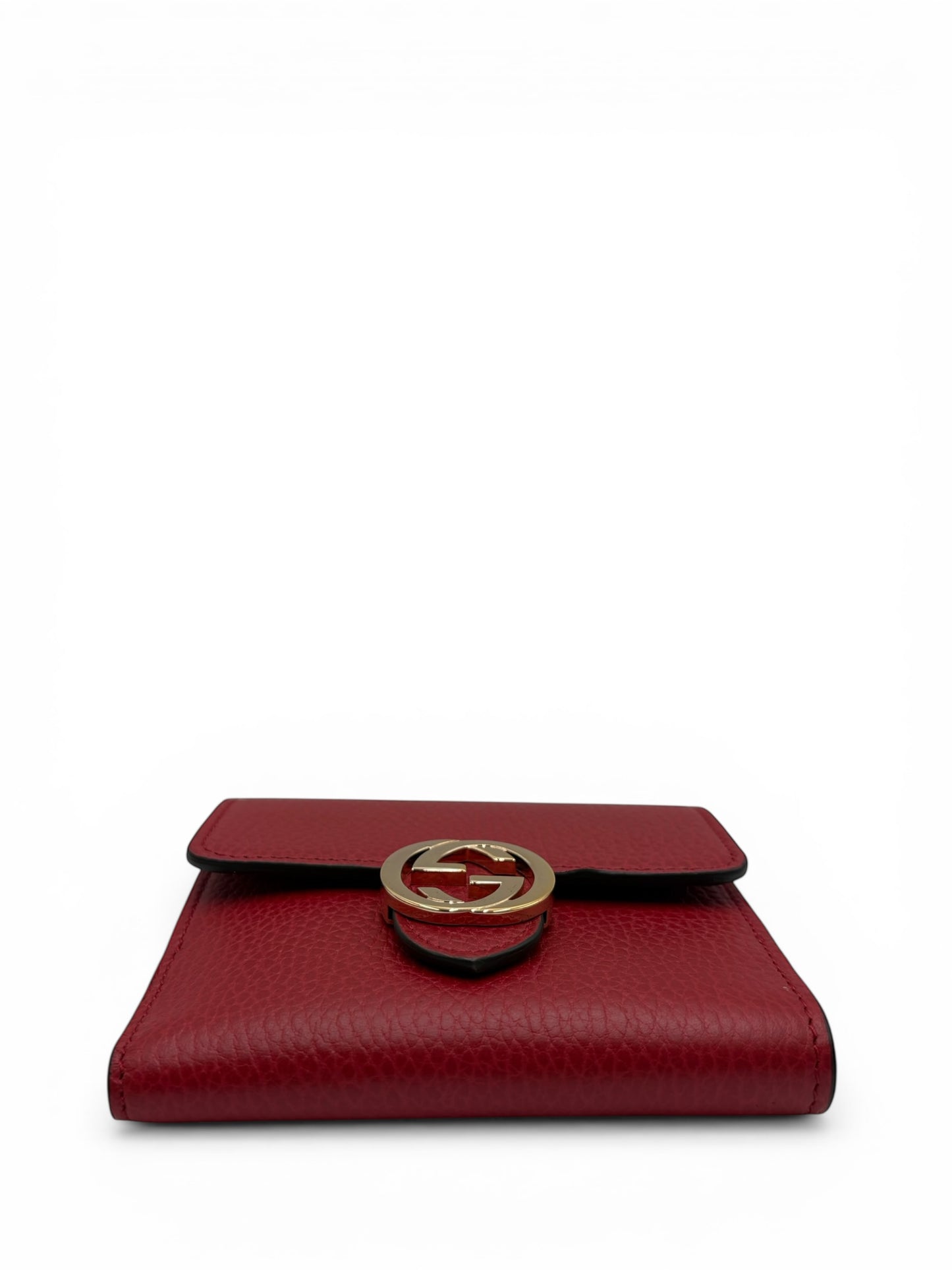 GUCCI INTERLOCKING RED CALFSKIN SHORT WALLET