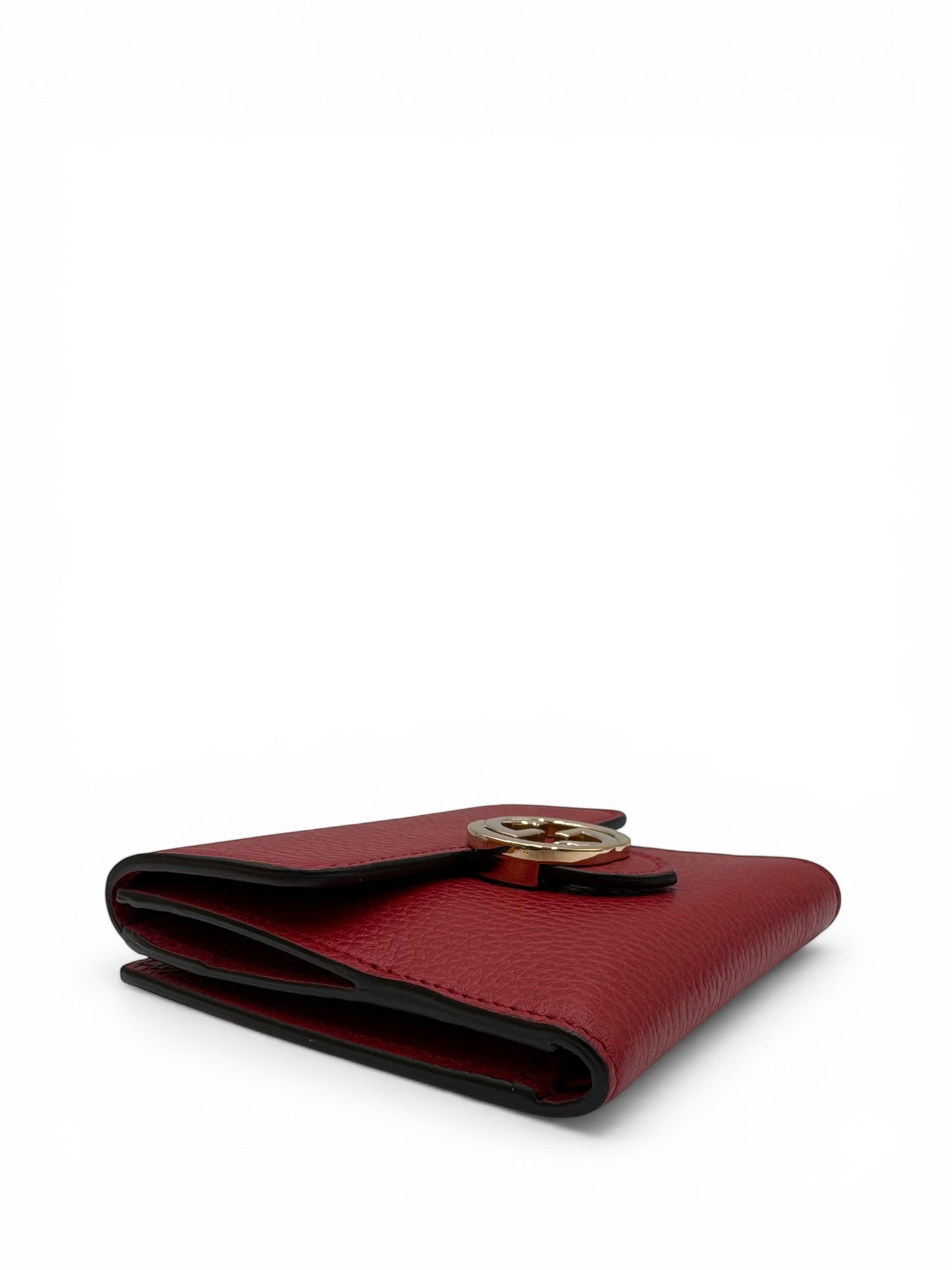 GUCCI INTERLOCKING RED CALFSKIN SHORT WALLET