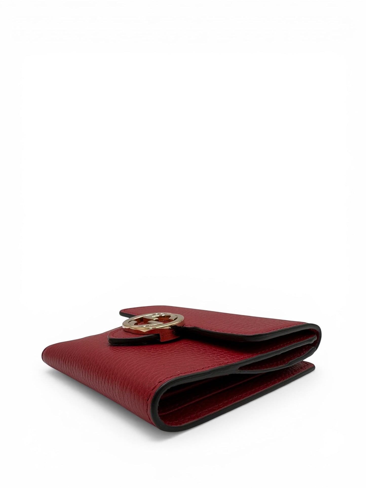 GUCCI INTERLOCKING RED CALFSKIN SHORT WALLET