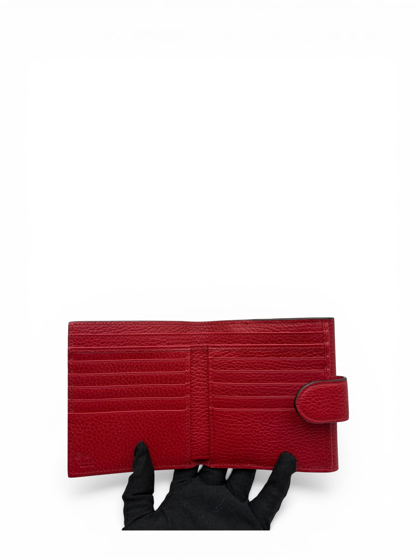 GUCCI INTERLOCKING RED CALFSKIN SHORT WALLET
