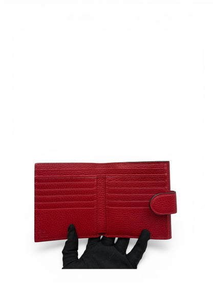 GUCCI INTERLOCKING RED CALFSKIN SHORT WALLET