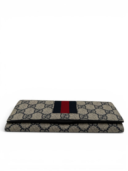 GUCCI GG MONOGRAM CALFSKIN WEB CONTINETIAL WALLET
