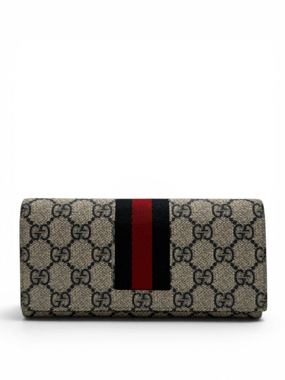 GUCCI GG MONOGRAM CALFSKIN WEB CONTINETIAL WALLET