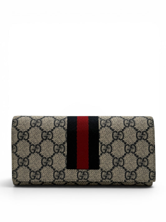 GUCCI GG MONOGRAM CALFSKIN WEB CONTINETIAL WALLET