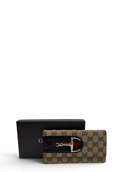 GUCCI GG MONOGRAM HORSEBIT LONG FLAP WALLET