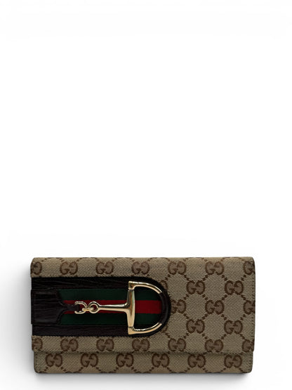 GUCCI GG MONOGRAM HORSEBIT LONG FLAP WALLET