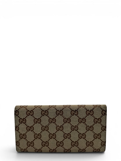 GUCCI GG MONOGRAM HORSEBIT LONG FLAP WALLET