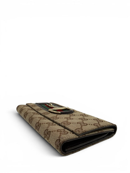 GUCCI GG MONOGRAM HORSEBIT LONG FLAP WALLET