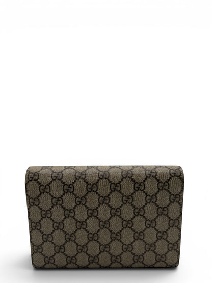 GUCCI DIONYSUS BROWN MONOGRAM WALLET ON CHAIN