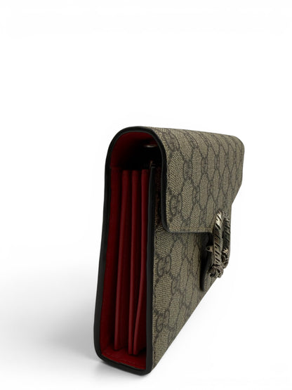 GUCCI DIONYSUS BROWN MONOGRAM WALLET ON CHAIN