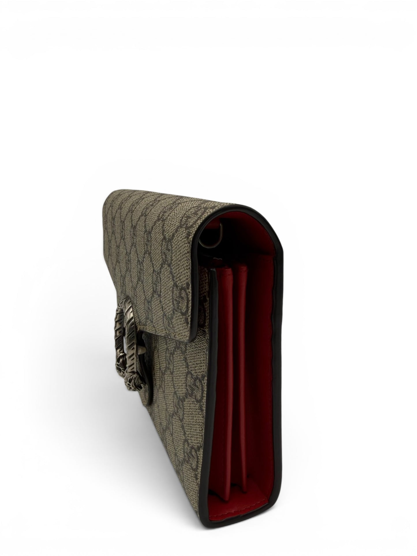 GUCCI DIONYSUS BROWN MONOGRAM WALLET ON CHAIN