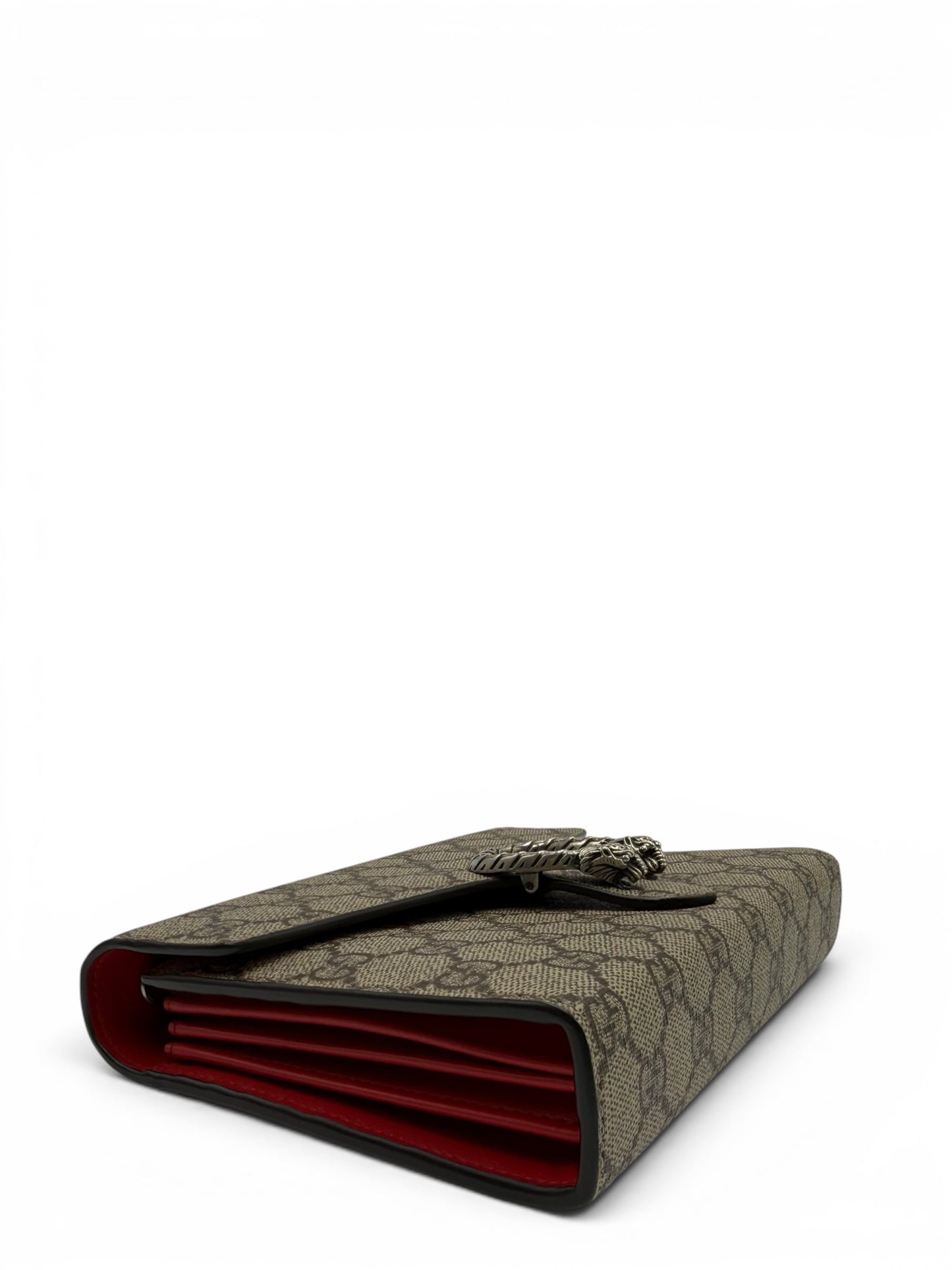 GUCCI DIONYSUS BROWN MONOGRAM WALLET ON CHAIN