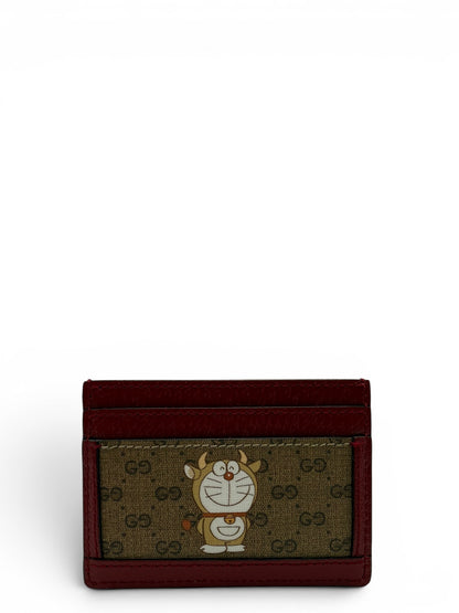 GUCCI X DORAEMON RED AND BROWN CARD CASE