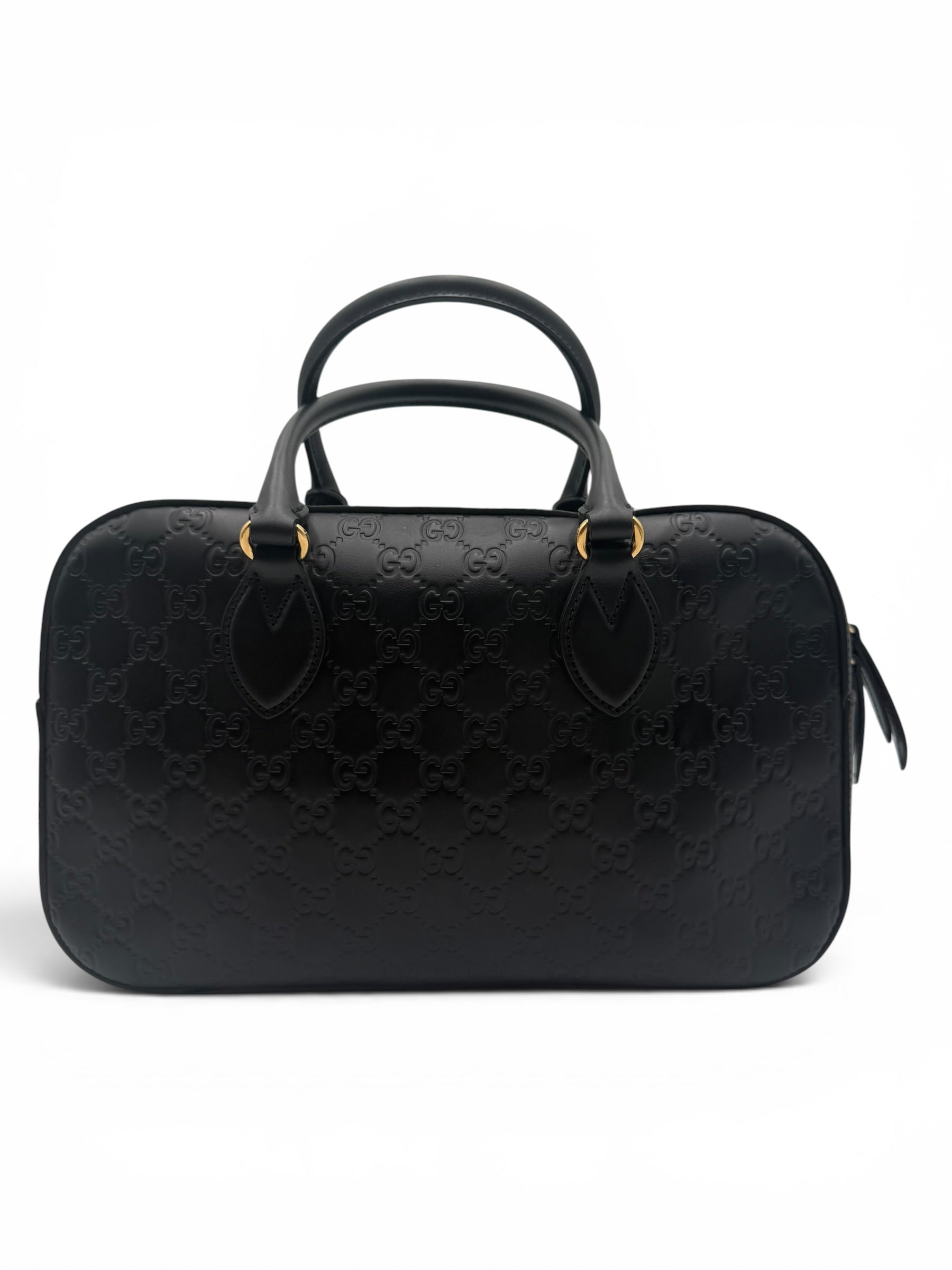 GUCCI GUCCISSIMA SIGNATURE BOSTON BAG BLACK