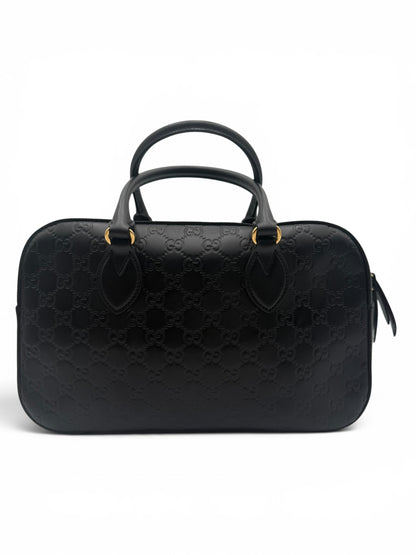 GUCCI GUCCISSIMA SIGNATURE BOSTON BAG BLACK