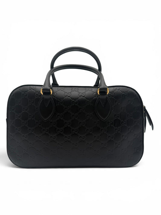 GUCCI GUCCISSIMA SIGNATURE BOSTON BAG BLACK