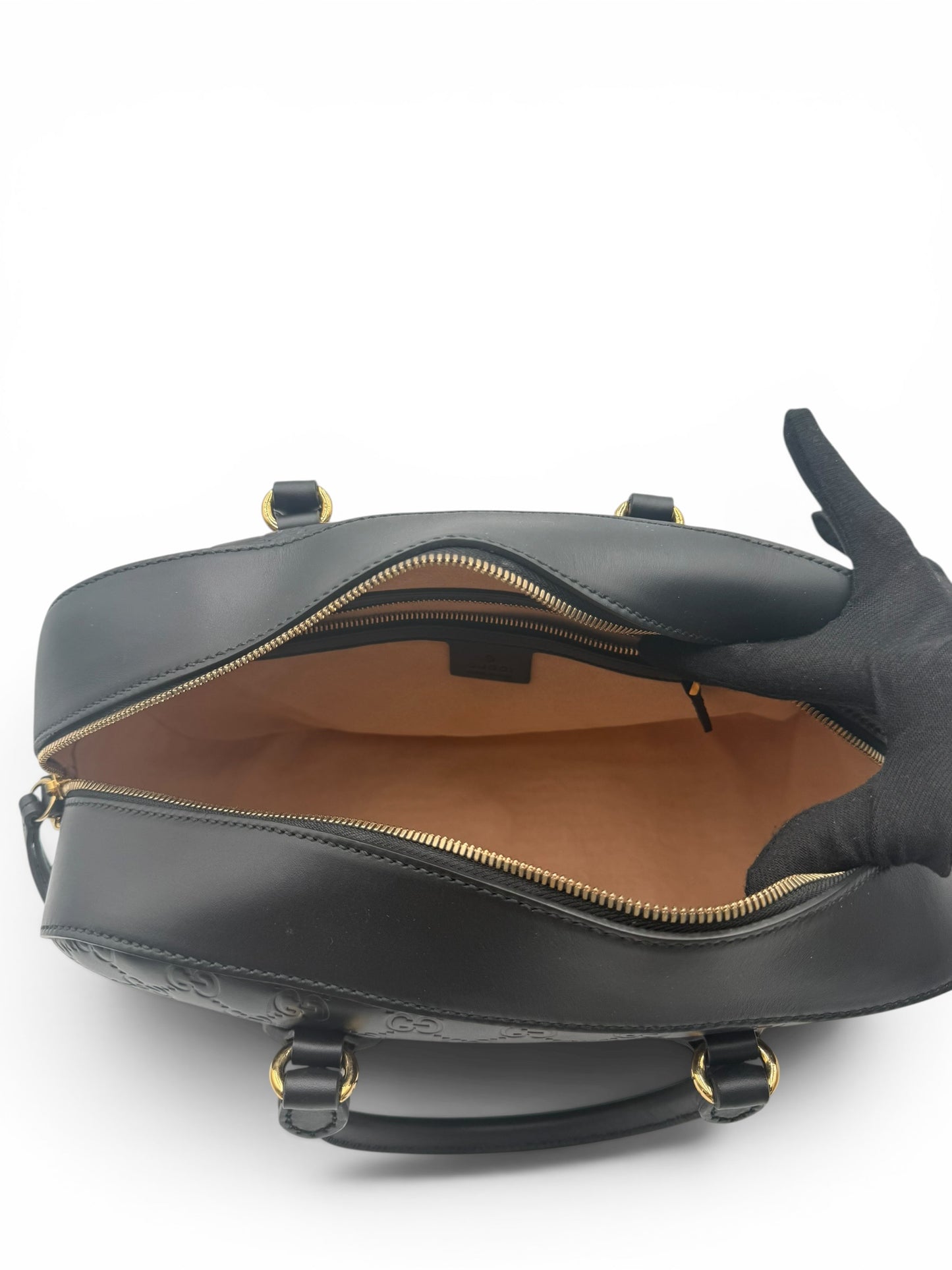 GUCCI GUCCISSIMA SIGNATURE BOSTON BAG BLACK