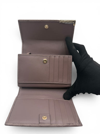 GUCCI GUCCISSIMA LEATHER FLAP FRENCH WALLET IN EGGPLANT