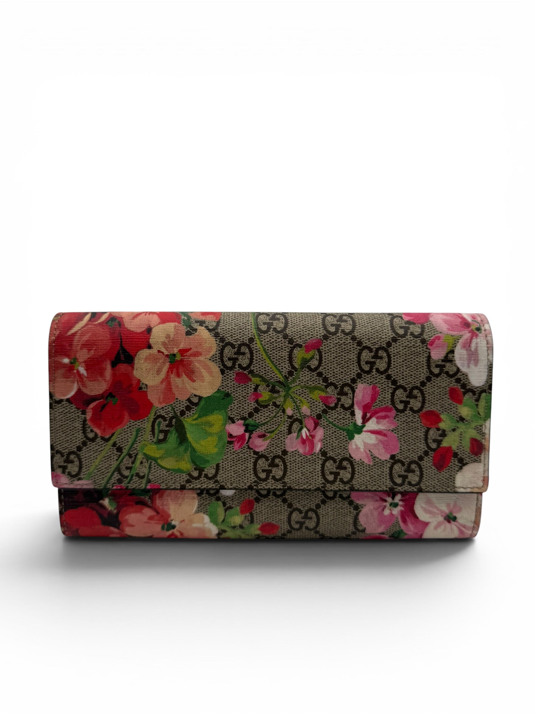GUCCI GG SUPREME BLOOMS CONTINENTAL WALLET