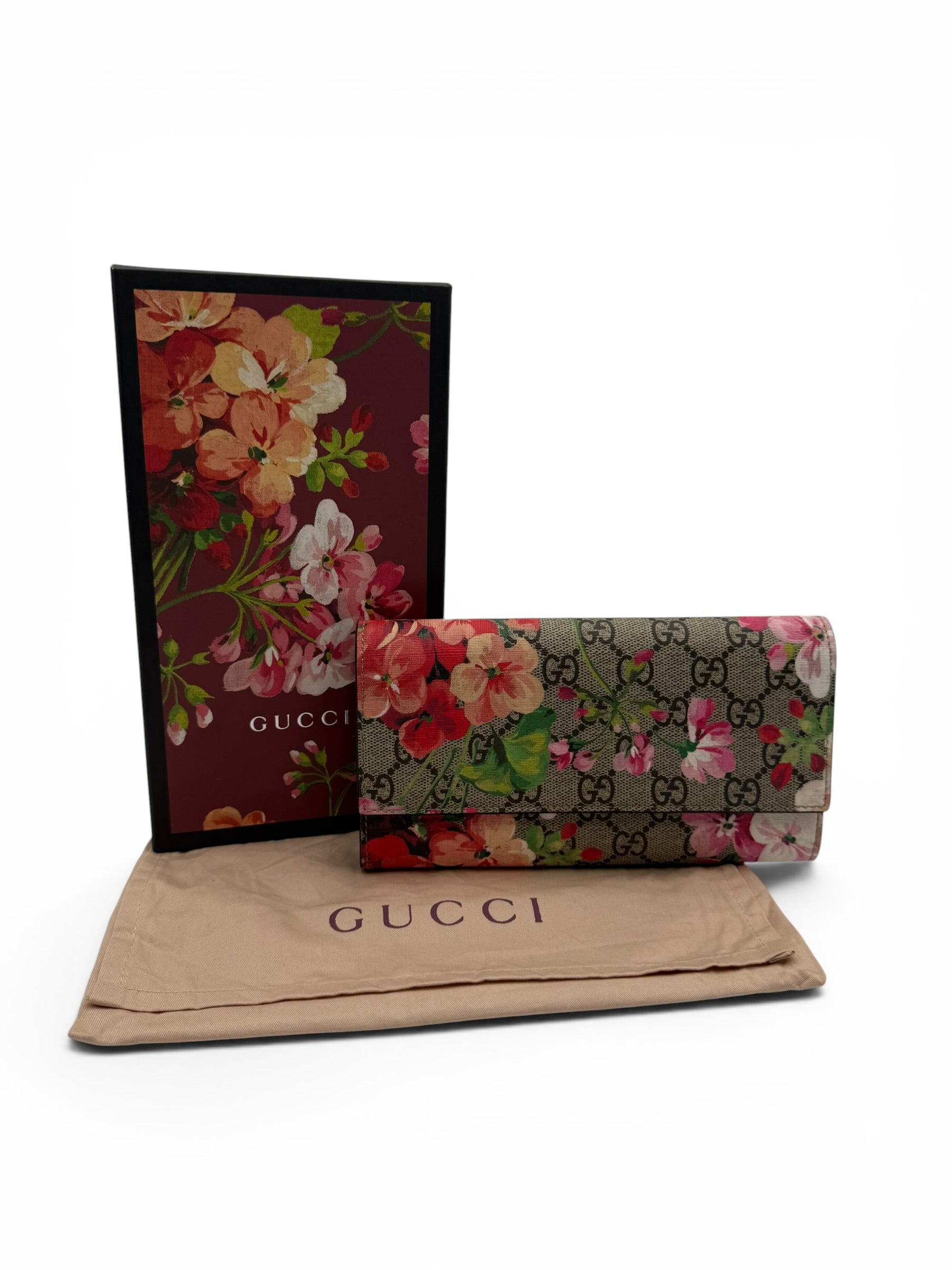 GUCCI GG SUPREME BLOOMS CONTINENTAL WALLET