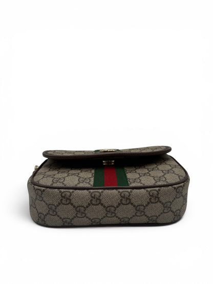 GUCCI OPHIDIA GG SUPREME TOP HANDLE BAG SHOULDER BAG BEIGE SMALL