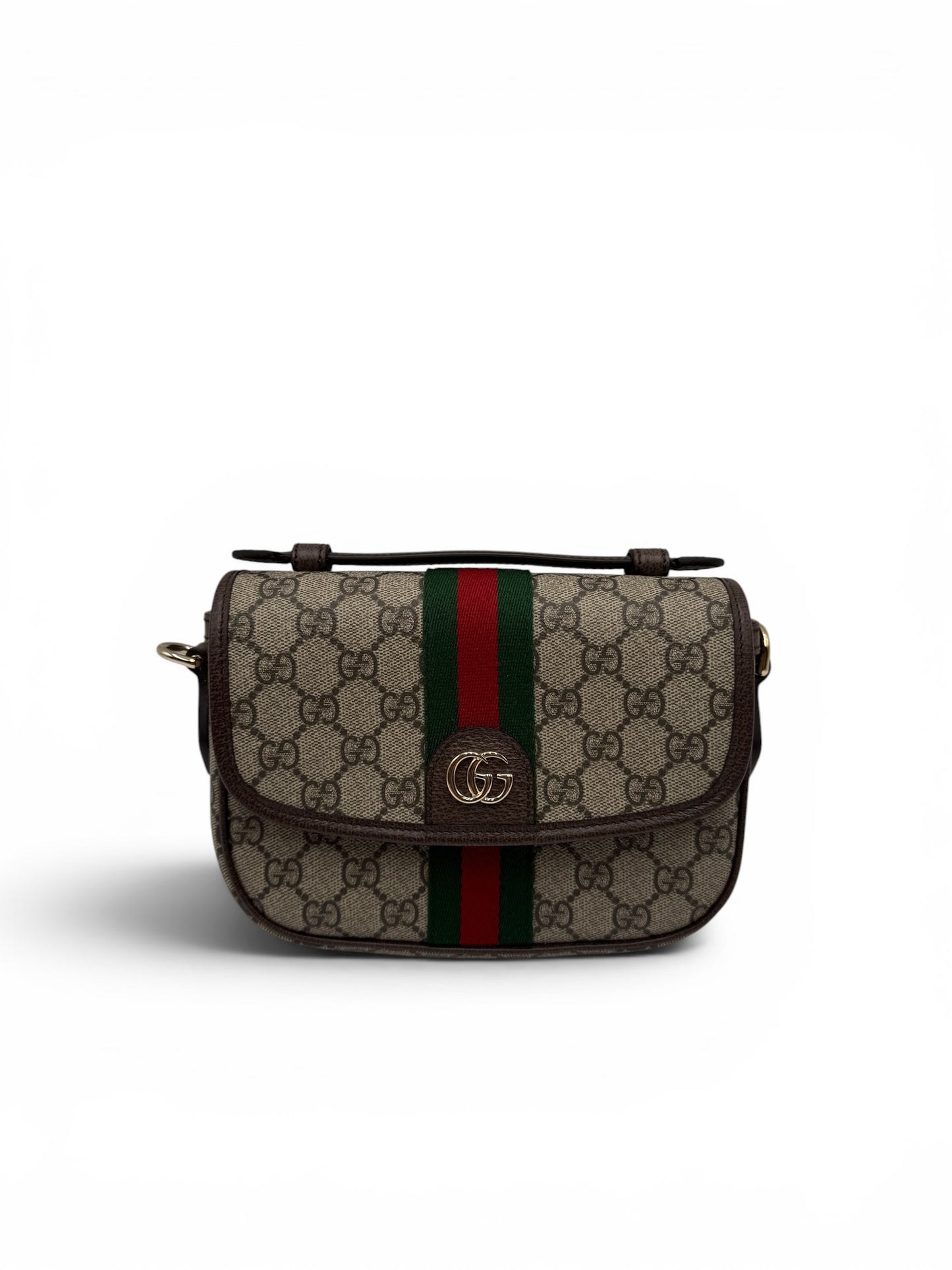 GUCCI OPHIDIA GG SUPREME TOP HANDLE BAG SHOULDER BAG BEIGE SMALL