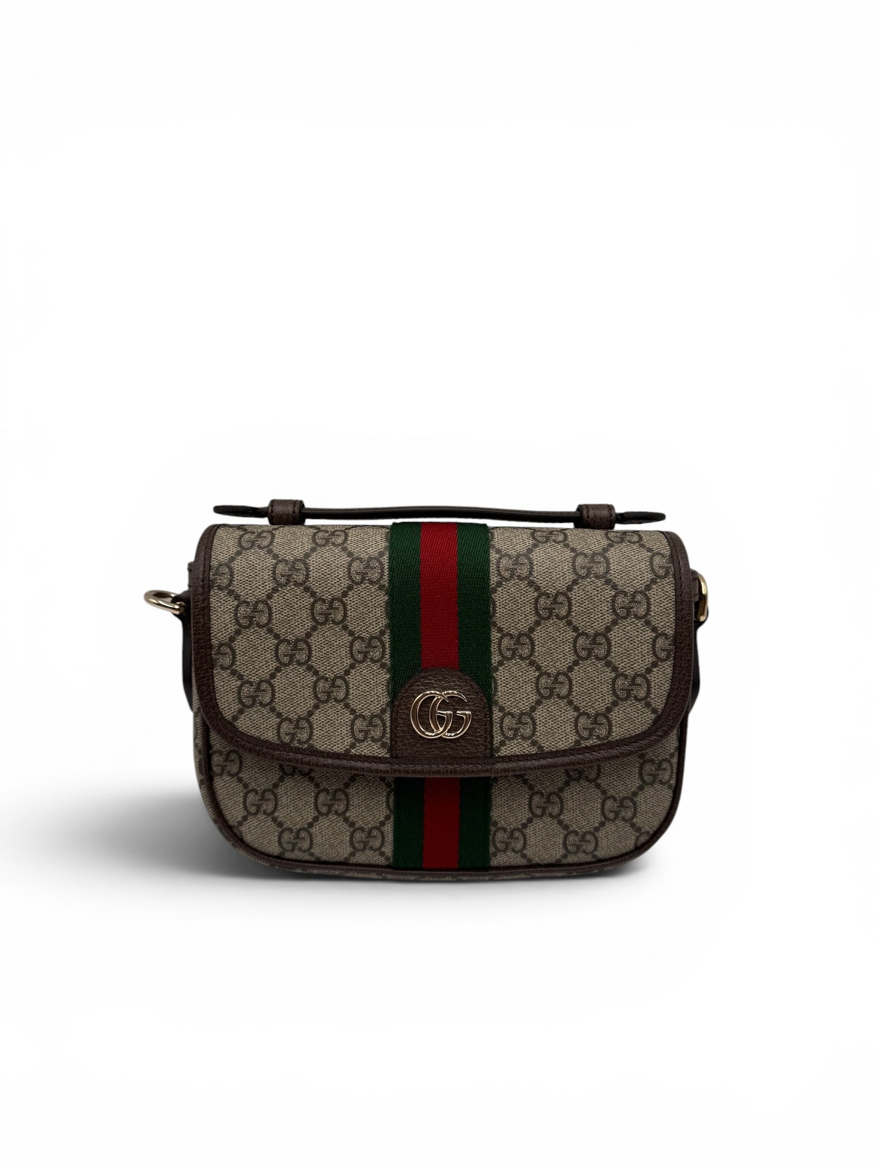 GUCCI OPHIDIA GG SUPREME TOP HANDLE BAG SHOULDER BAG BEIGE SMALL