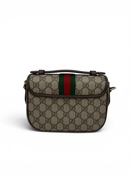 GUCCI OPHIDIA GG SUPREME TOP HANDLE BAG SHOULDER BAG BEIGE SMALL