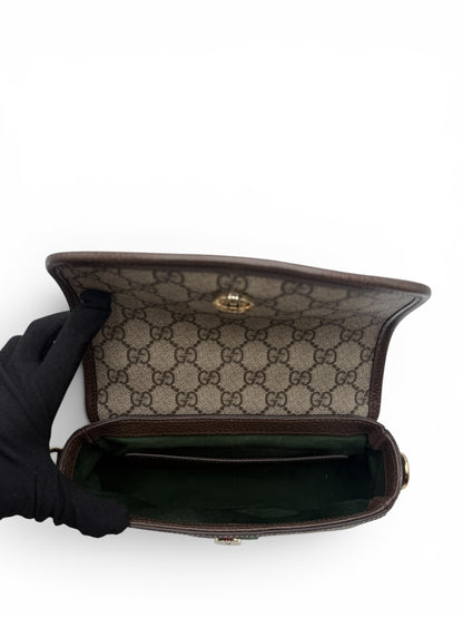 GUCCI OPHIDIA GG SUPREME TOP HANDLE BAG SHOULDER BAG BEIGE SMALL