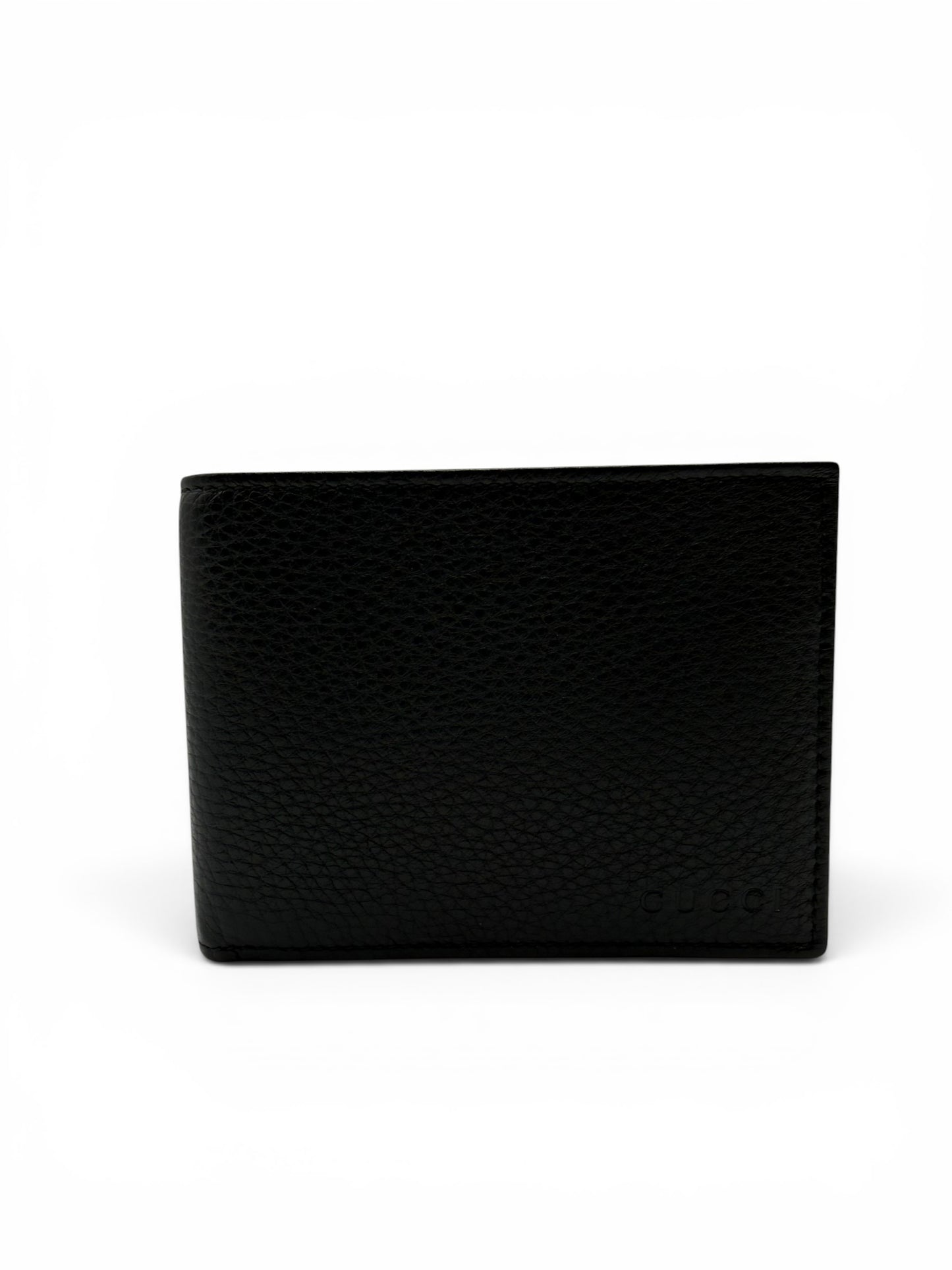 GUCCI BLACK PEBBLED LEATHER BI-FOLD WALLET