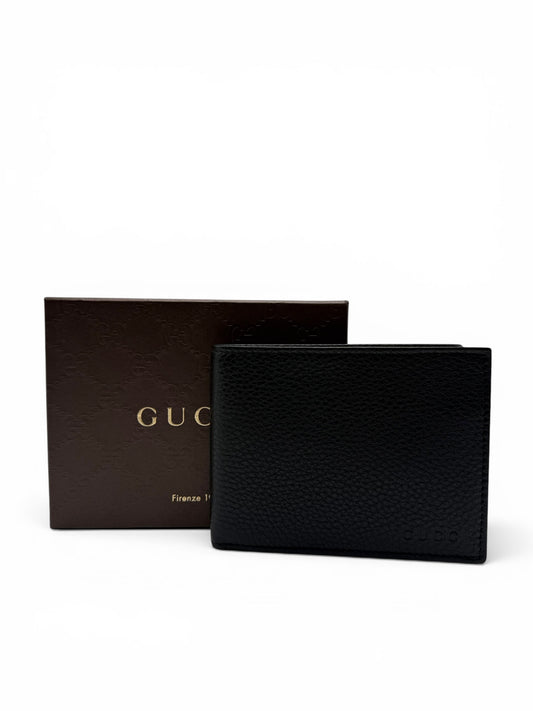 GUCCI BLACK PEBBLED LEATHER BI-FOLD WALLET