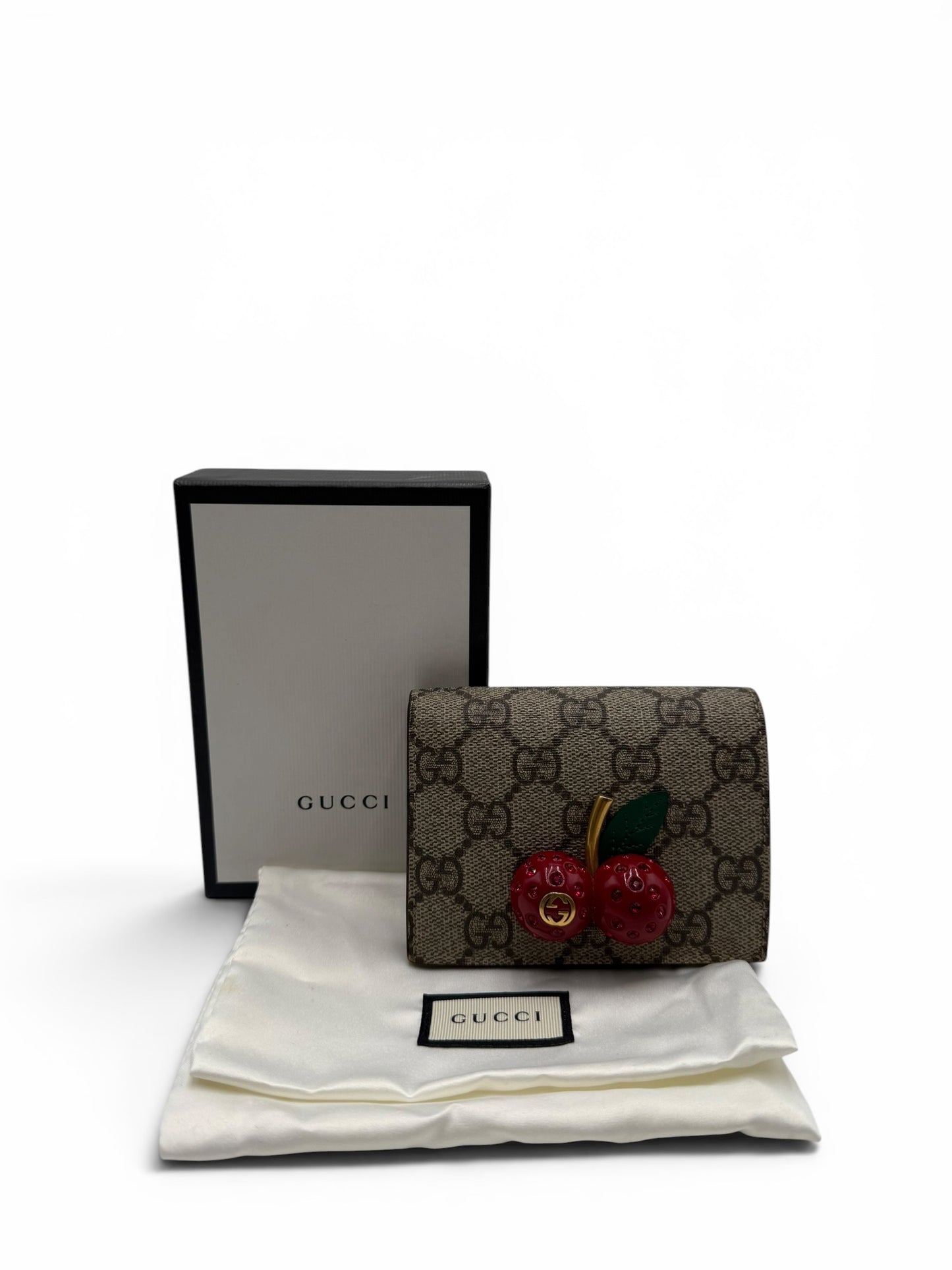 GUCCI GG SUPREME CHERRY FRENCH WALLET
