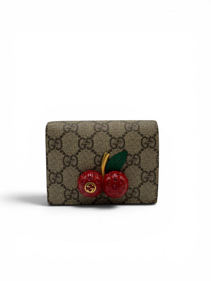 GUCCI GG SUPREME CHERRY FRENCH WALLET
