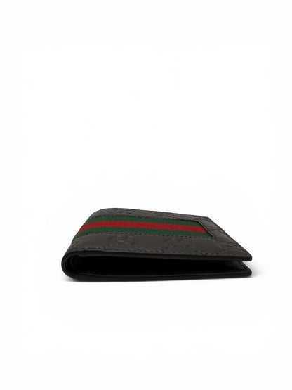 GUCCI DARK BROWN GUCCISSIMA LEATHER SIGNATURE WEB WALLET