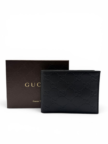 GUCCI BLACK GUCCISSIMA LEATHER BI-FOLD WALLET