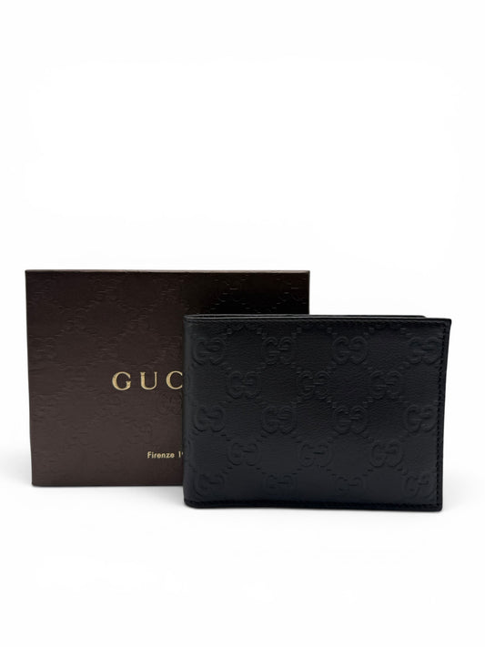 GUCCI BLACK GUCCISSIMA LEATHER BI-FOLD WALLET