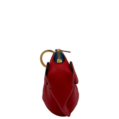 LOEWE ELEPHANT CHARM COIN CASE LEATHER ORANGE
