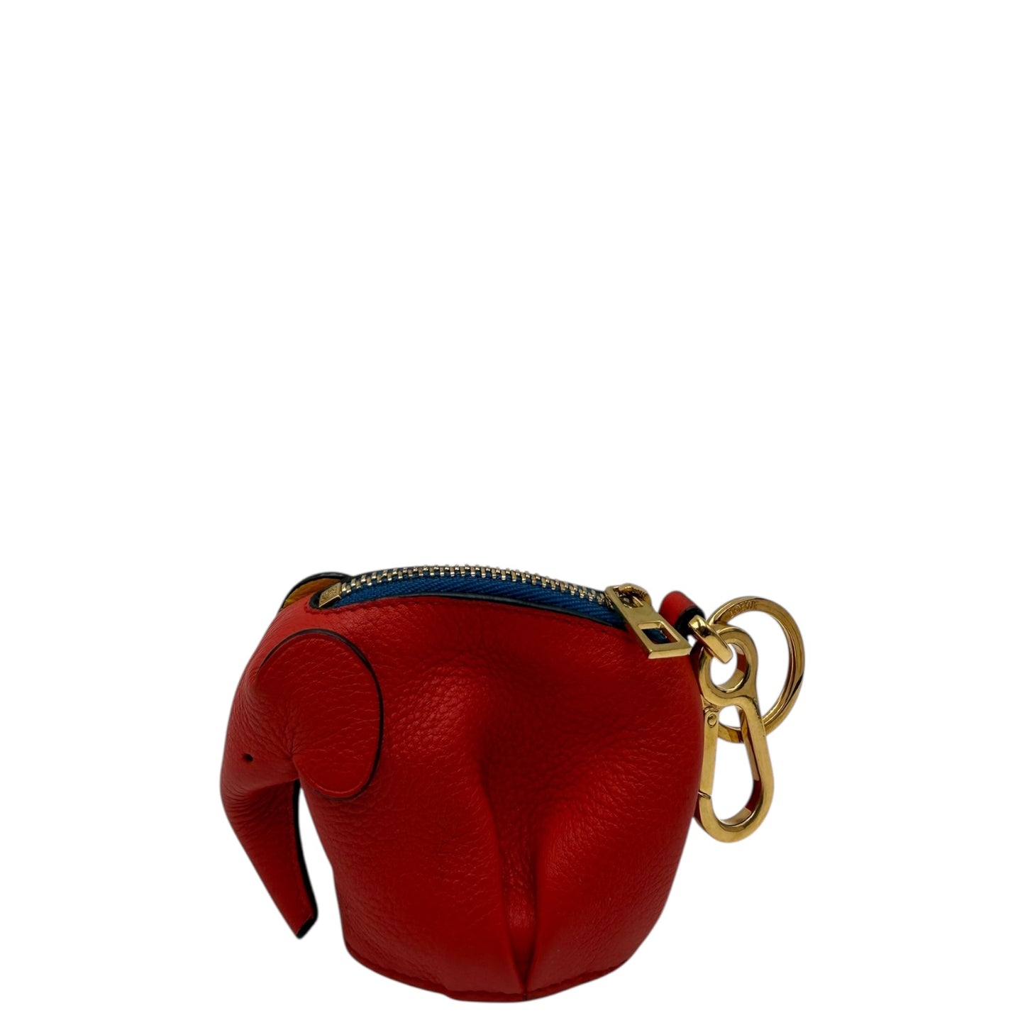 LOEWE ELEPHANT CHARM COIN CASE LEATHER ORANGE