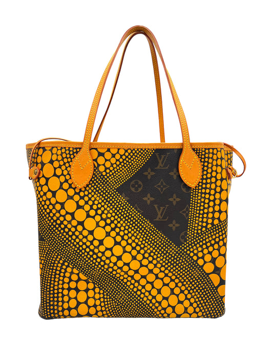 LOUIS VUITTON YELLOW KUSAMA MONOGRAM INFINITY DOTS NEVERFULL MM TOTE BAG