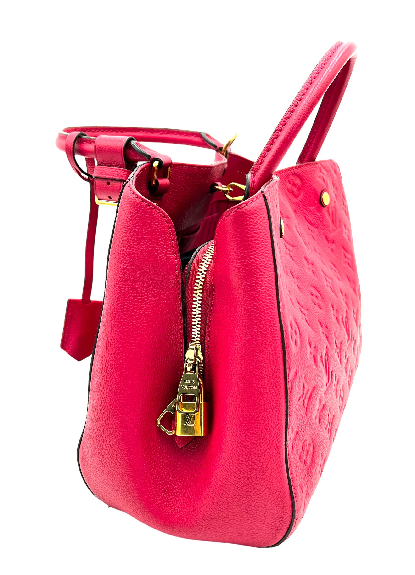 LOUIS VUITTON DAHLIA EMPREINTE LEATHER MONTAIGNE MM SHOULDER BAG RED